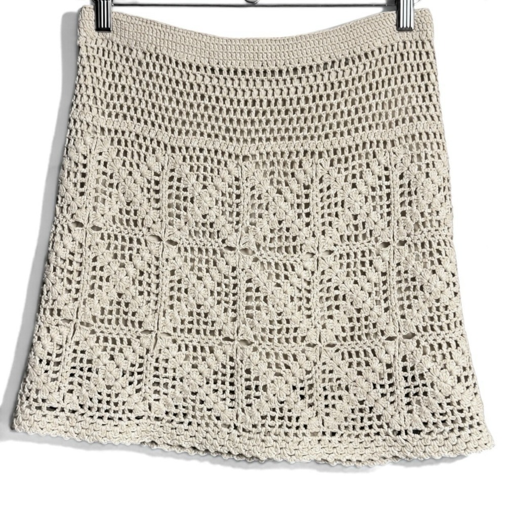 Staring At Stars Crochet M Skirt Floral Open Knit Boho Festival Cottagecore